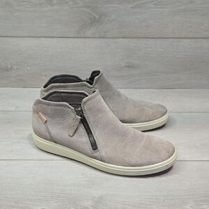 Ecco Women Ankle Soft 7 Leather Casual Gray Slip On Shoes Sz 9